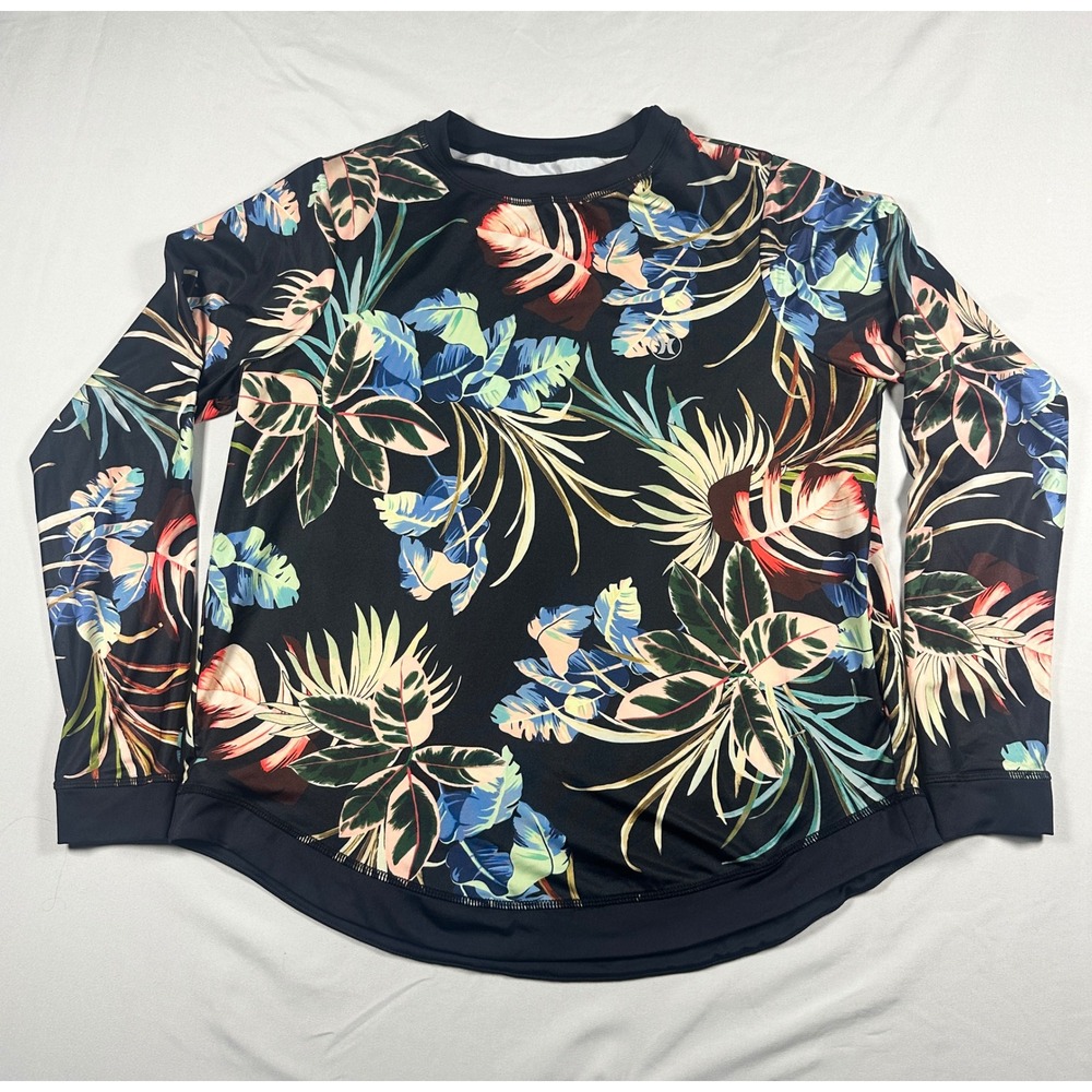 Hurley Womens Long Sleeve Rash Guard‎ Tropical Floral UPF 50+ Swim Shirt Black S